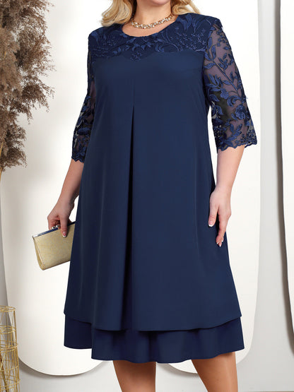 Elegant embroidered chiffon spliced occasion dress for women | Helena -7