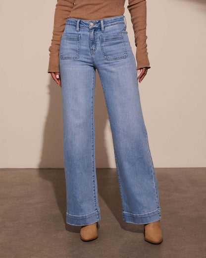 Classic Retro High Waist Wide Leg Jeans Modern For Women | Zevarine