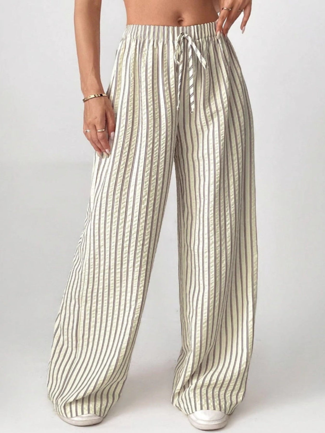Striped Relaxed Fit Trousers Versatile For Women | Avelisse