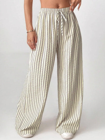 Striped Relaxed Fit Trousers Versatile For Women | Avelisse