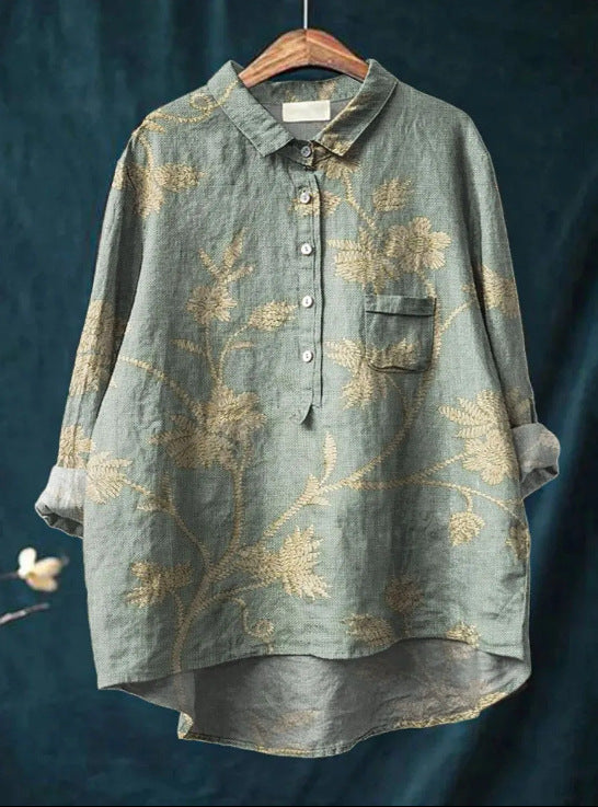 Relaxed printed ruffled blouse for women | Anita -9
