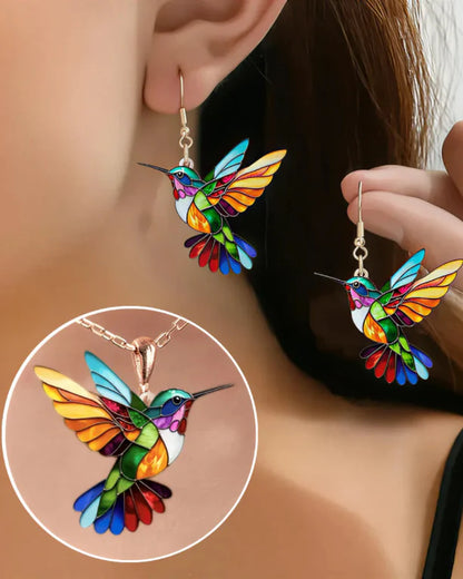 Elegant everyday hummingbird necklace and earrings set for women | Maria -6