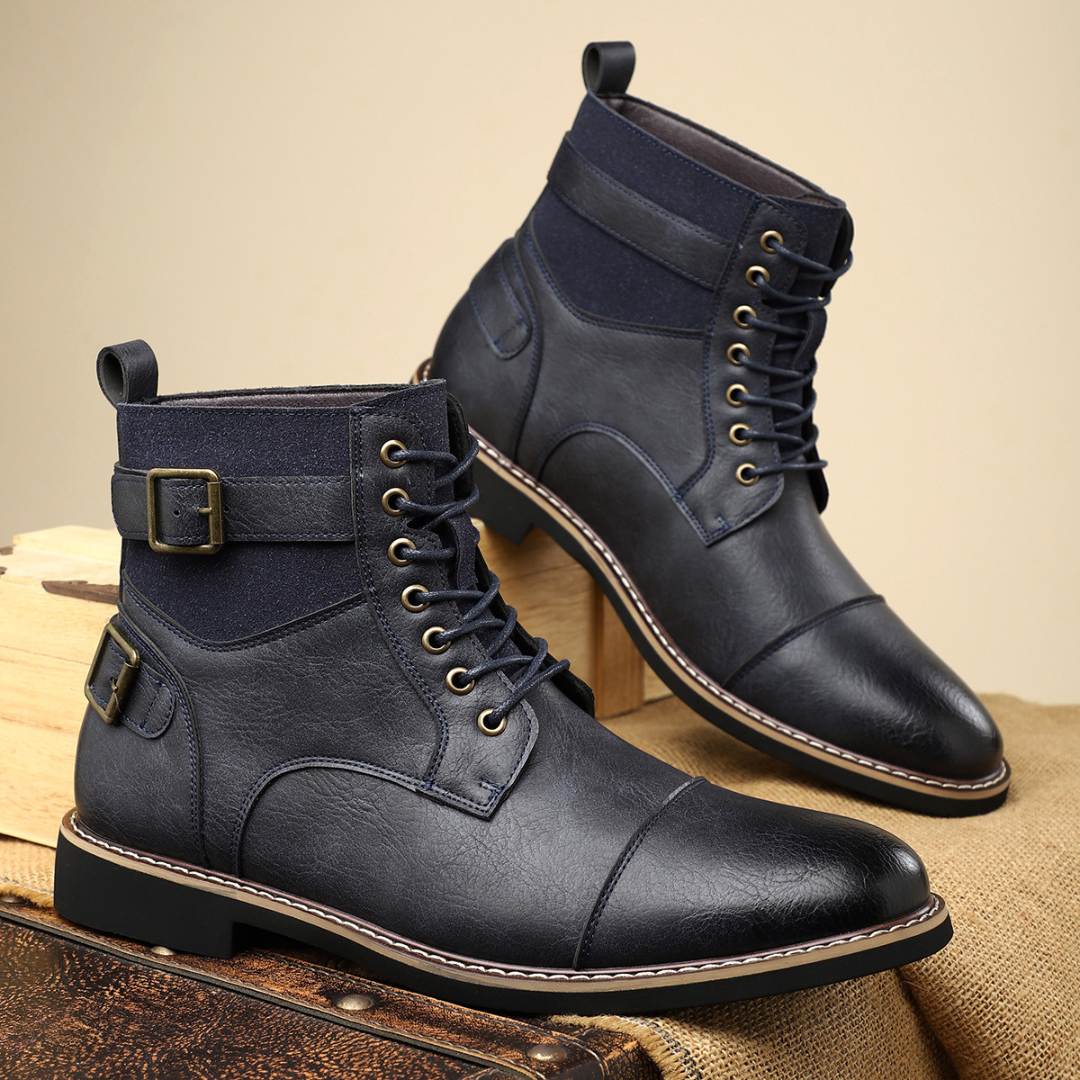 Classic lace-up leather-look boots for men | Xavier -7