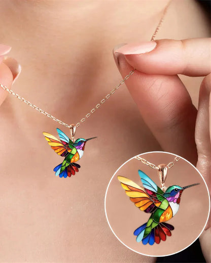 Elegant everyday hummingbird necklace and earrings set for women | Maria -3