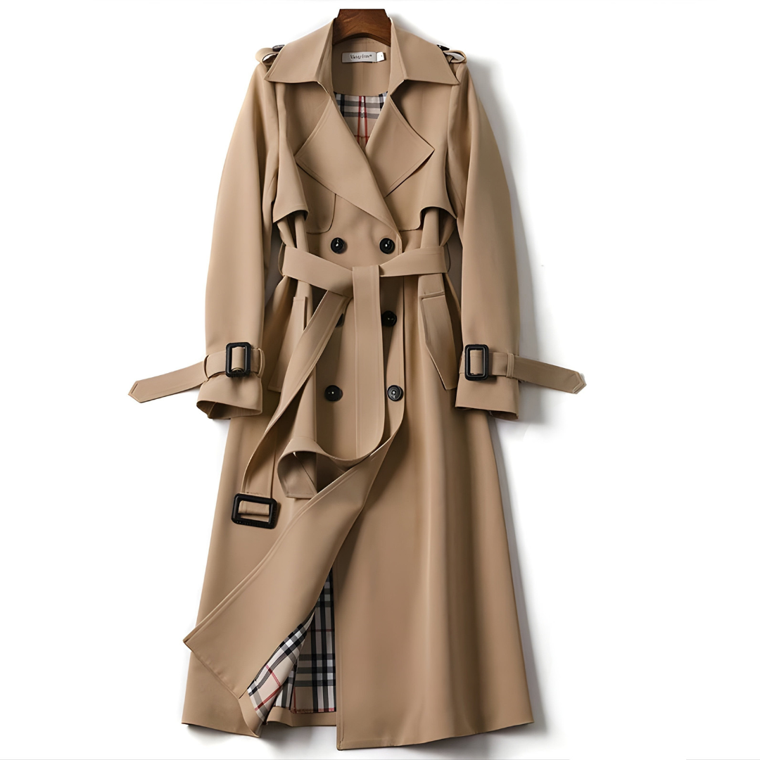 Belted Double Breasted Trench Coat Stylish for Women | Elara