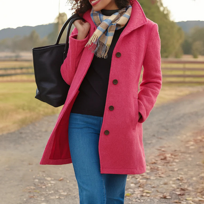 Classic Button Front Heritage Coat Stylish For Women | Emilia
