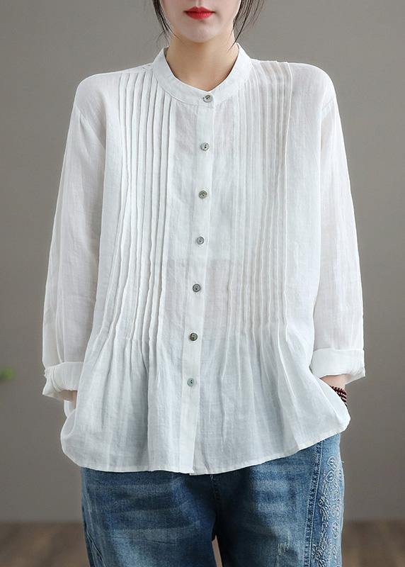 Breathable linen relaxed blouse for women - 1
