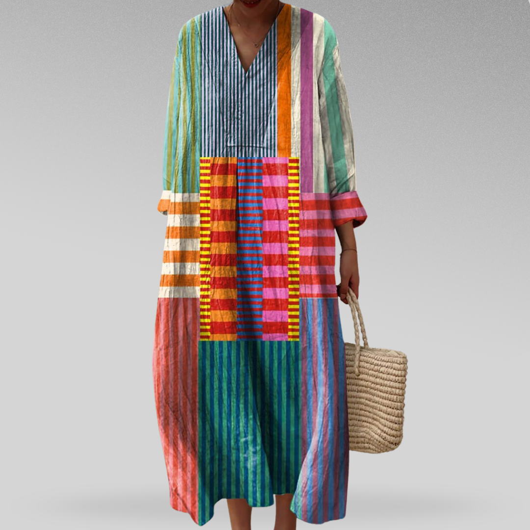 Chic geometric print everyday dress for women | Elissa - 1