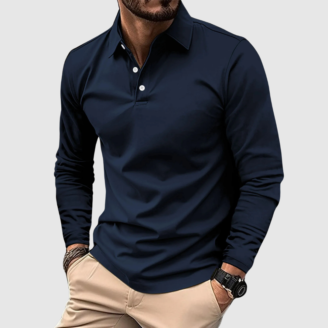 Long Sleeve Polo Shirt Classic For Men | Ray