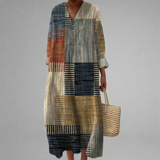 Chic geometric print everyday dress for women | Briony - 1