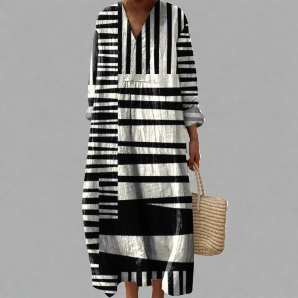 Elegant everyday geometric pattern dress for women | Ashlyn -1