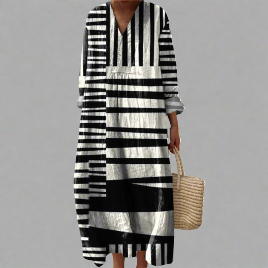 Elegant everyday geometric pattern dress for women | Ashlyn -1