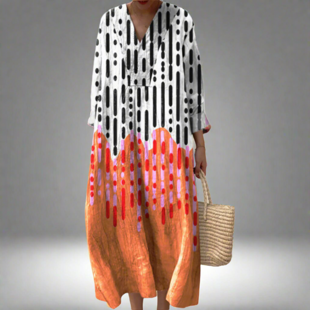 Chic geometric print everyday dress for women | Kiara - 1