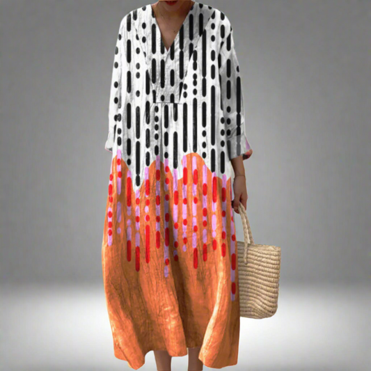 Chic geometric print everyday dress for women | Kiara - 1
