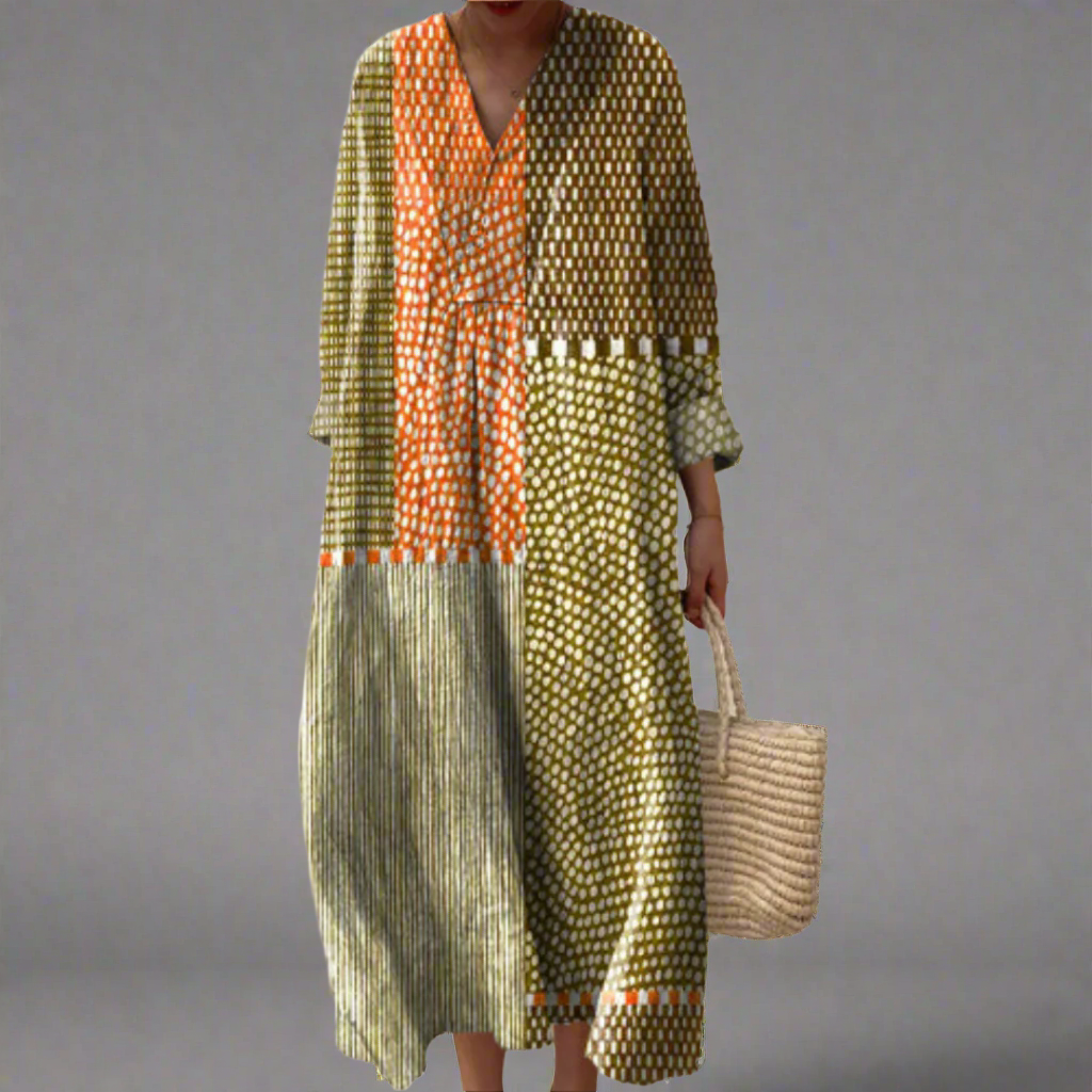 Elegant everyday flowing geometric print dress for women | Bree -1
