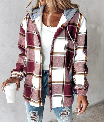 Plaid Hooded Coat Stylish for Women | Brielle
