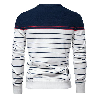 Striped Crew Neck Sweater Cozy For Men | Almeric