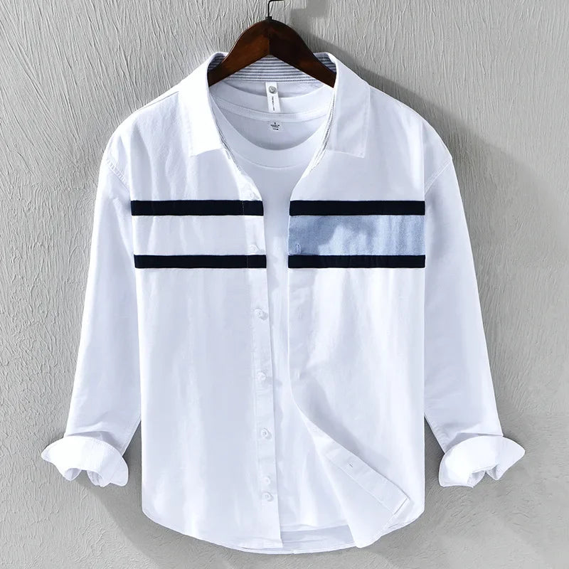 Contrast Panel Stripe Shirt Classic For Men | Nathan