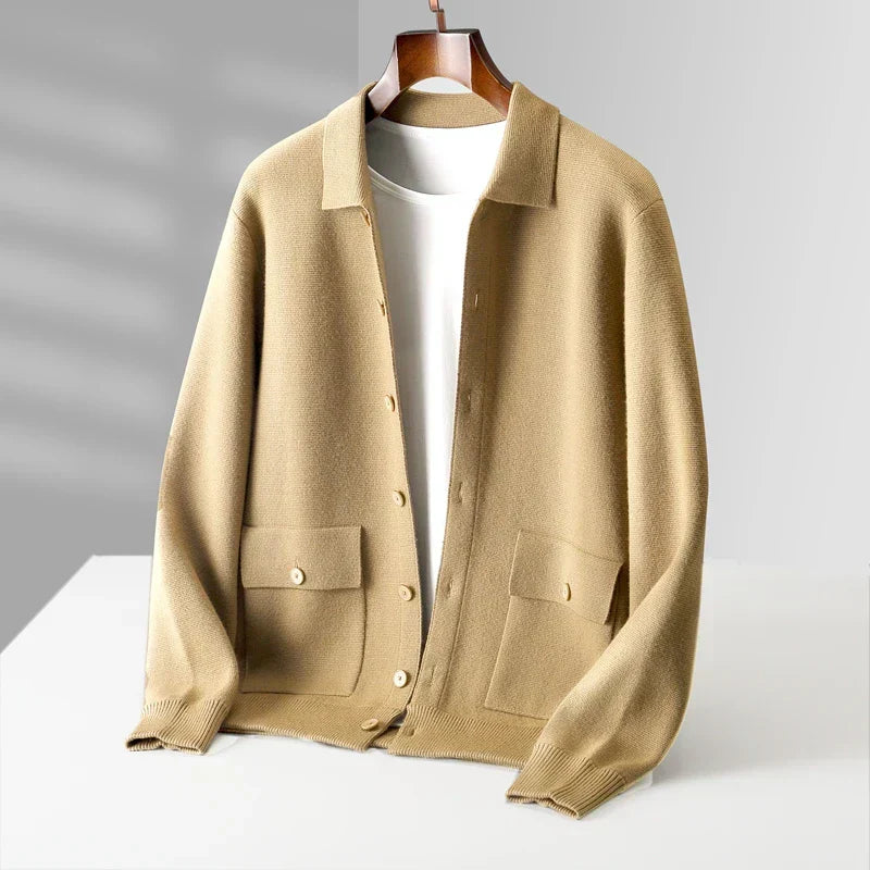 Collared Button Front Cardigan Cozy for Men | Lorenzo