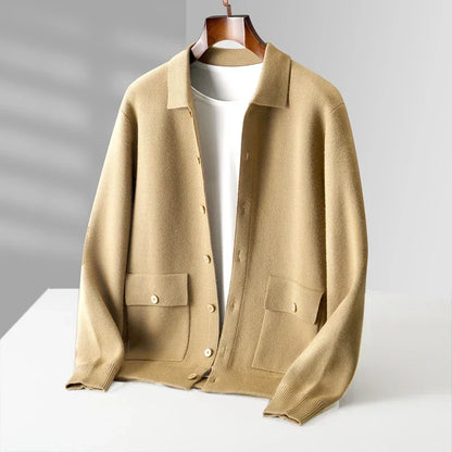 Collared Button Front Cardigan Cozy for Men | Lorenzo