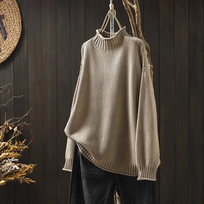 Textured High Neck Sweater Cozy For Women | Elowira