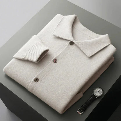 Collared Button Front Cardigan Cozy for Men | Lorenzo