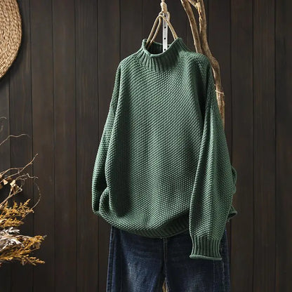 Textured High Neck Sweater Cozy For Women | Elowira