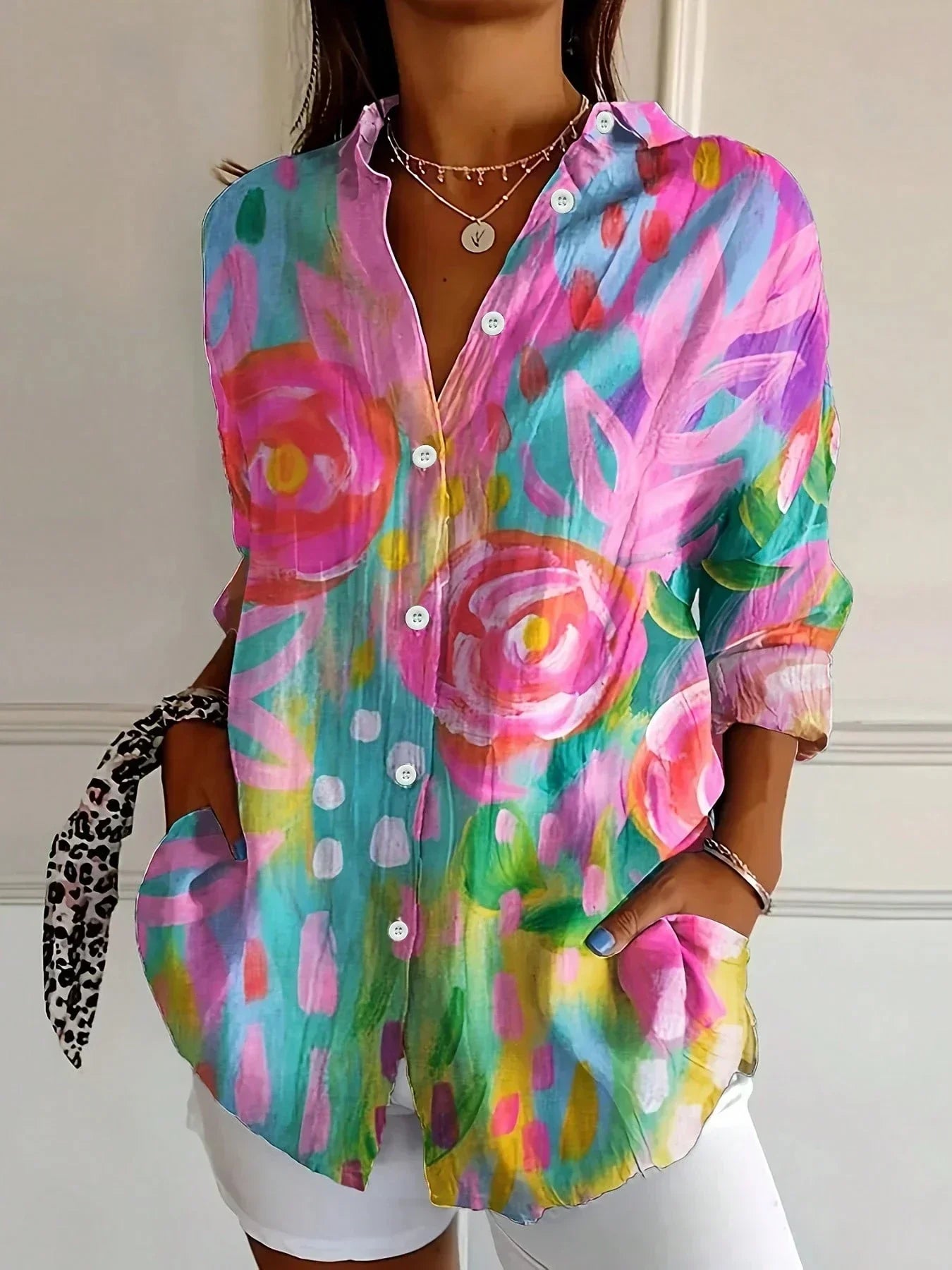 Colorful pattern blouse for women | Astrid