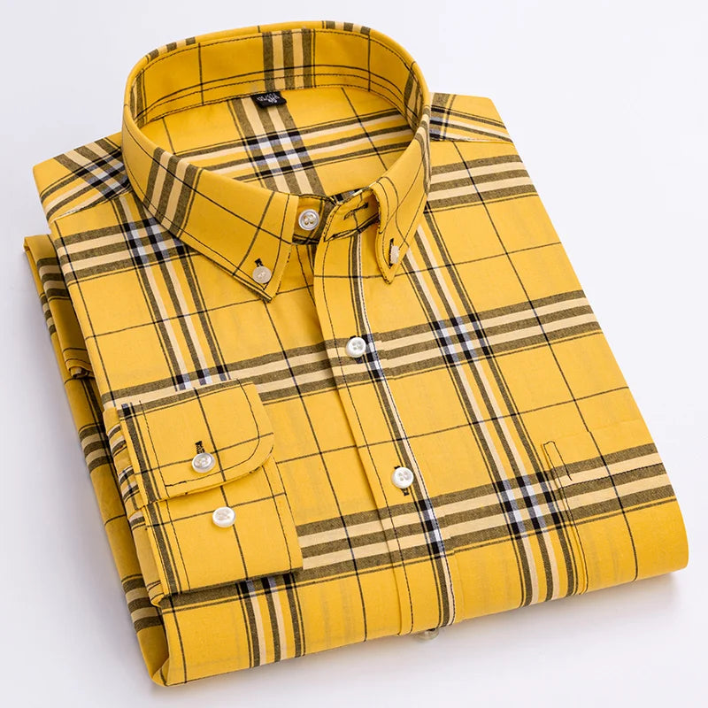 Classic Check Button Down Shirt Refined For Men | Cedric