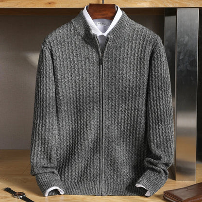 Textured Zip Front Sweater Cozy For Men | Bennett