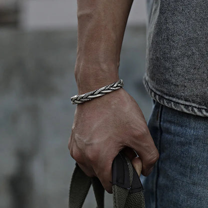 Polished silver cuff bracelet for men | Torin - 1
