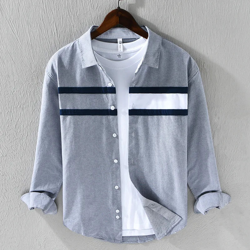 Contrast Panel Stripe Shirt Classic For Men | Nathan