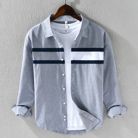 Contrast Panel Stripe Shirt Classic For Men | Nathan