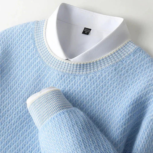 Textured Crew Neck Sweater Cozy for Men | Jheo
