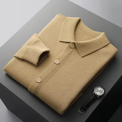 Collared Button Front Cardigan Cozy for Men | Lorenzo