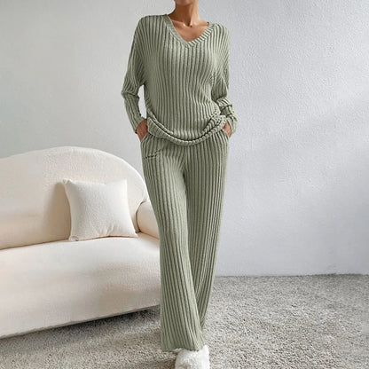 Relaxed Ribbed Two Piece Lounge Set Stylish For Women | Mireva