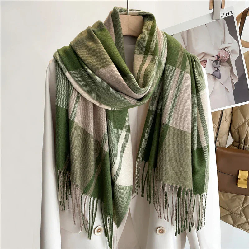 Classic Plaid Fringe Scarf Elegant For Women | Elowenra