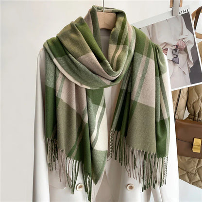 Classic Plaid Fringe Scarf Elegant For Women | Elowenra
