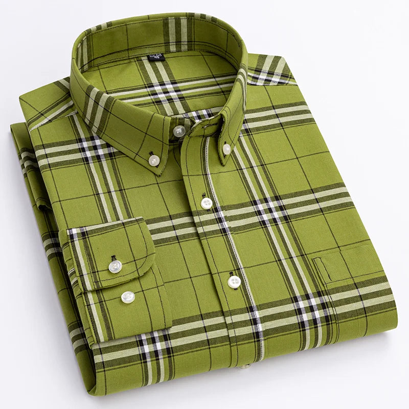 Classic Check Button Down Shirt Refined For Men | Cedric