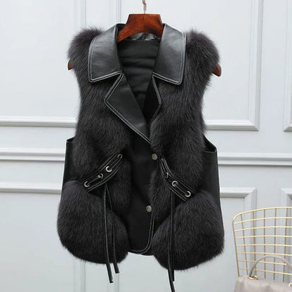 Luxurious faux fur sleeveless gilet for women | Regal - 4