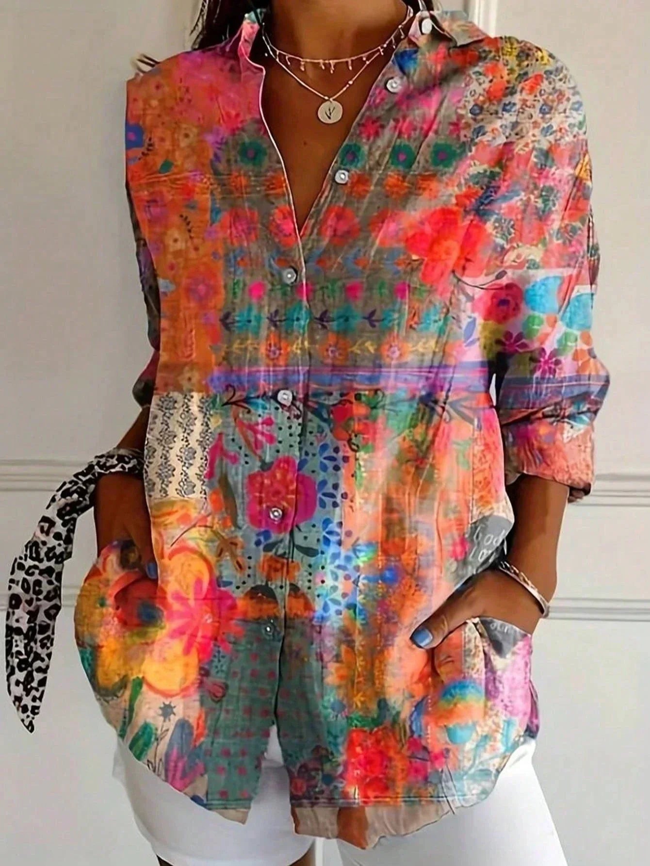 Colorful pattern blouse for women | Astrid