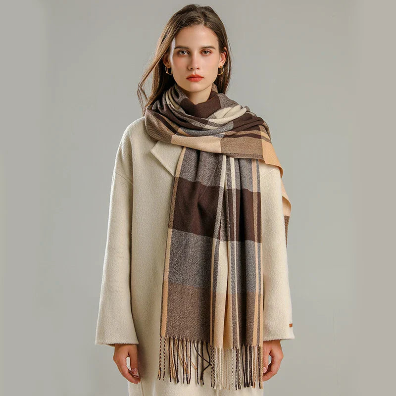 Classic Plaid Fringe Scarf Elegant For Women | Elowenra