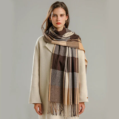 Classic Plaid Fringe Scarf Elegant For Women | Elowenra
