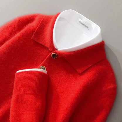 Collared Knit Polo Sweater Cozy For Men | Bellamy