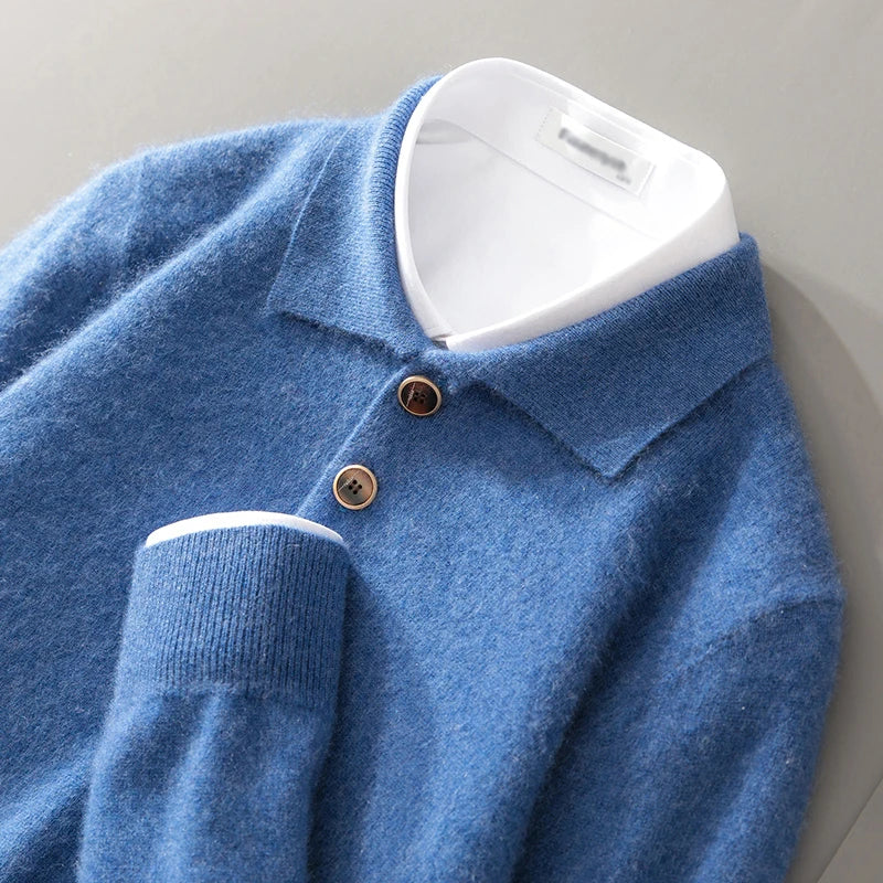 Collared Knit Polo Sweater Cozy For Men | Bellamy