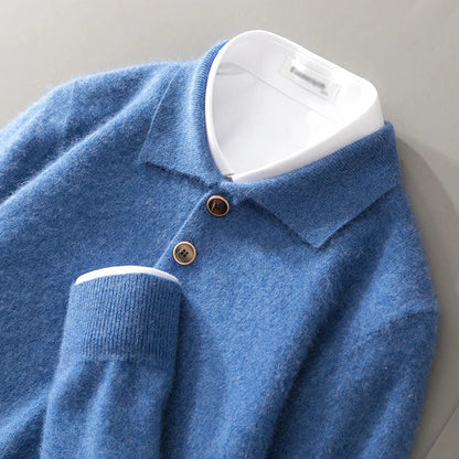 Collared Knit Polo Sweater Cozy For Men | Bellamy