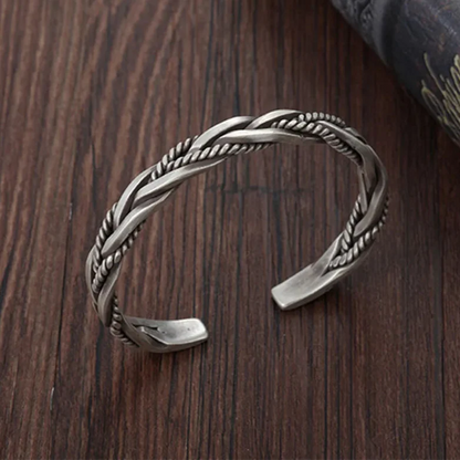 Polished silver cuff bracelet for men | Torin - 5