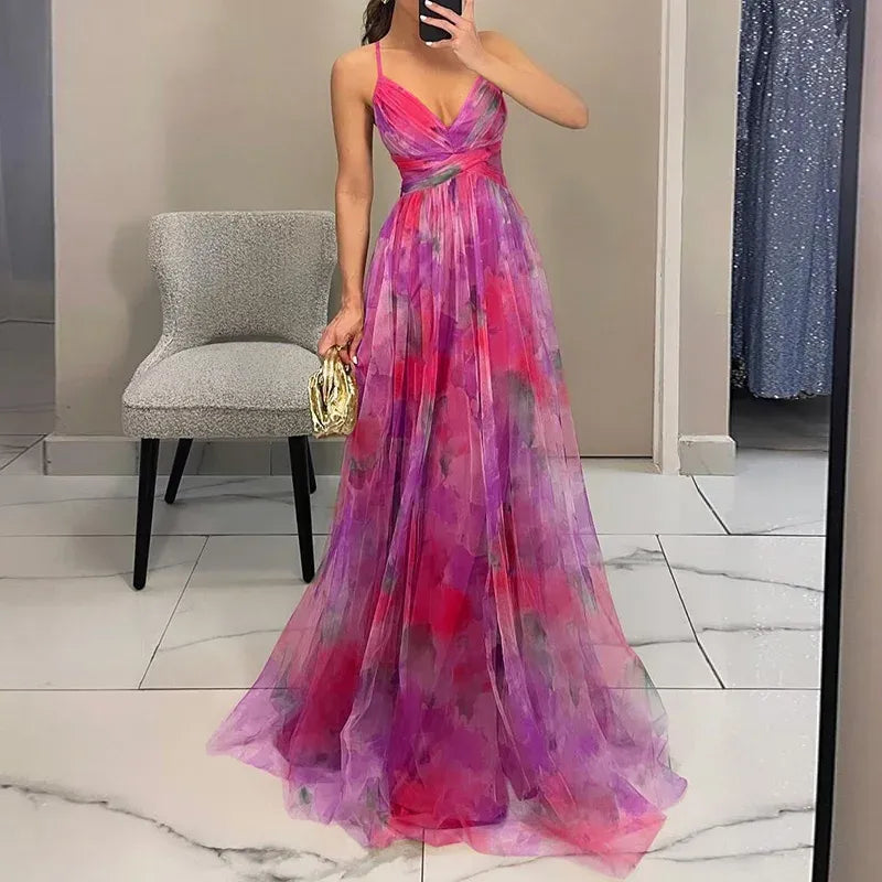 Floral summer maxi dress with adjustable closure for women | Bella - 4