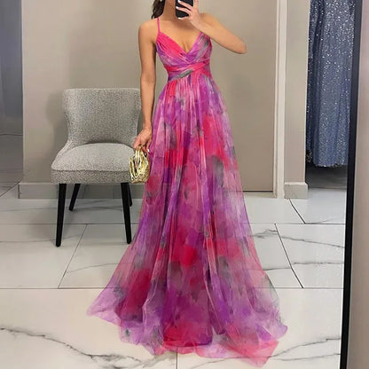 Floral summer maxi dress with adjustable closure for women | Bella - 4