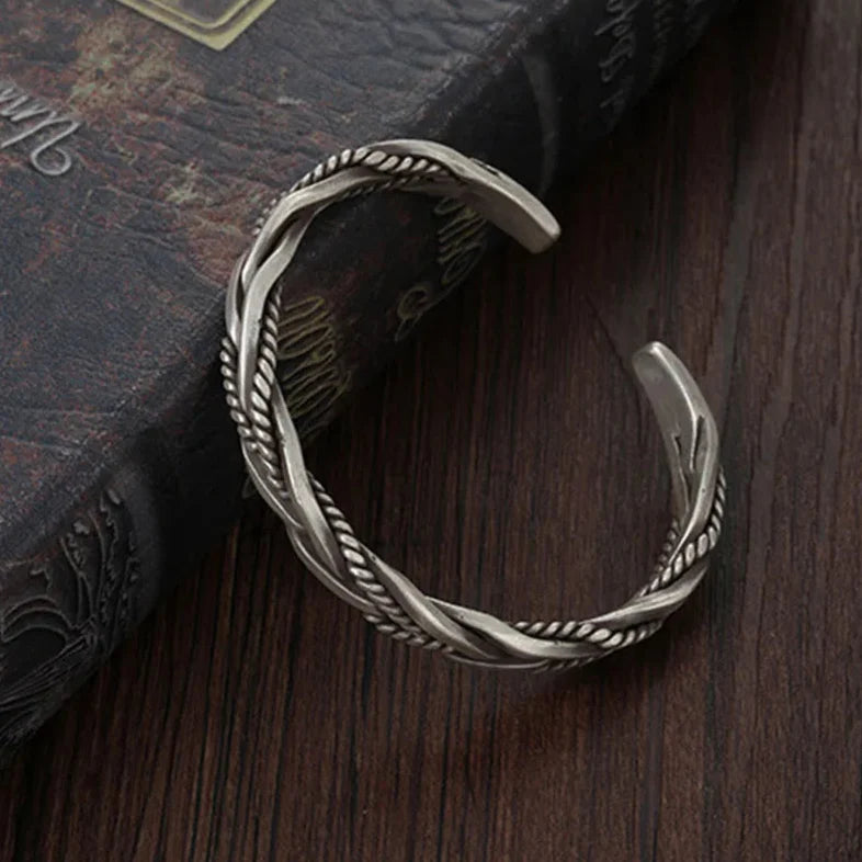 Polished silver cuff bracelet for men | Torin - 6